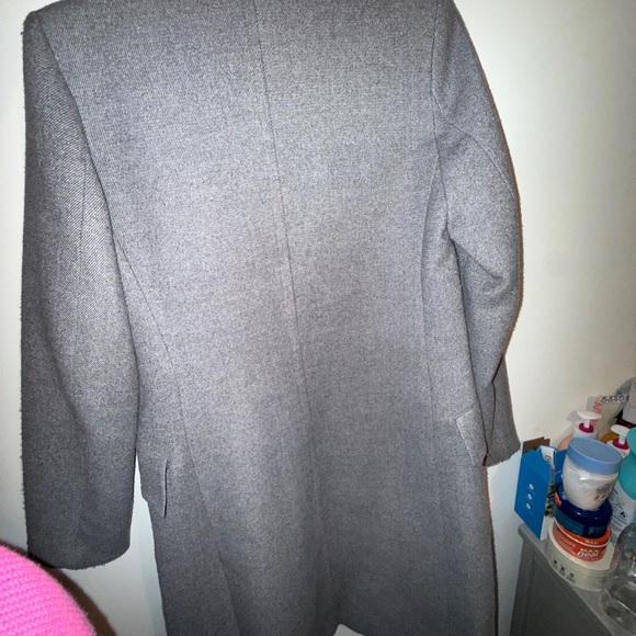 Zara Grey Tailored Wool-Blend Single-Breasted Coat - Picture 2 of 8